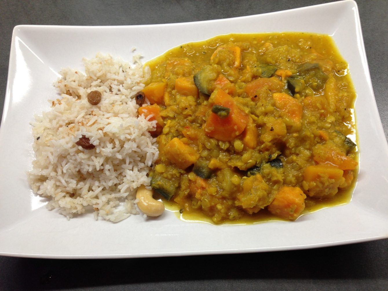 Papaya Kürbis Süßkartoffel Linsen Curry