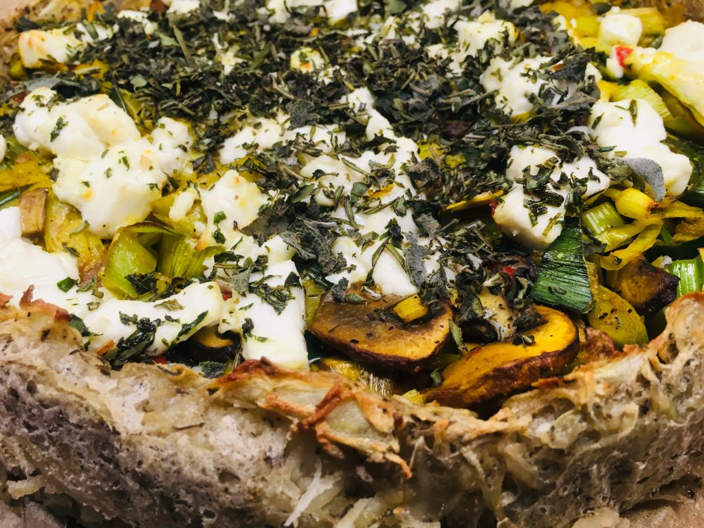 Kartoffel Tarte mit Lauch und Champignons