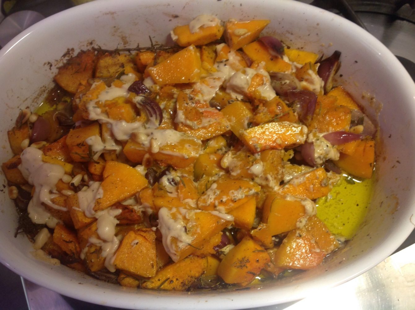 Gerösteter Butternut Kürbis mit Tahine und Za'atar