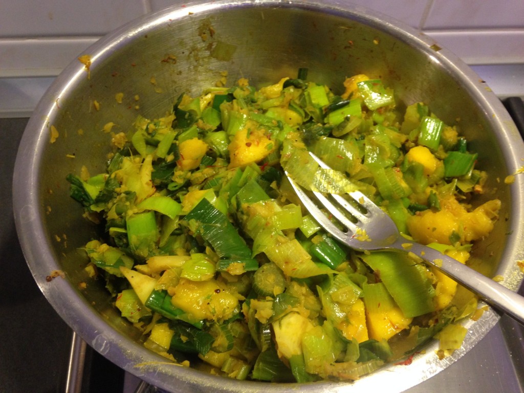 Mango Lauch Füllung für Gebackener gefüllter Fenchel mit Lauch und Mango