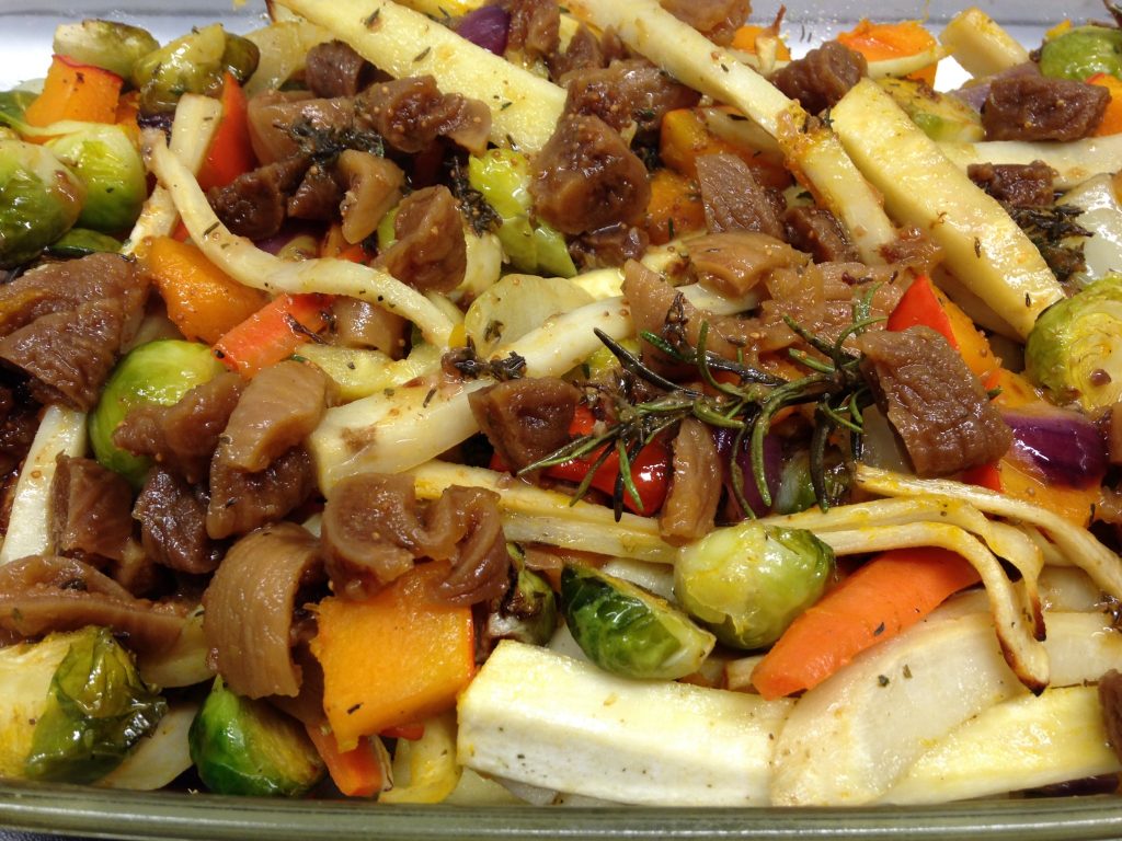 Herbstgemüse mit Beluga-Linsen und Feigen-Orangen-Whiskey-Sauce