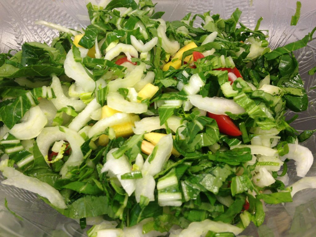 Pak Choi Salat mit Mango Koriander Dressing