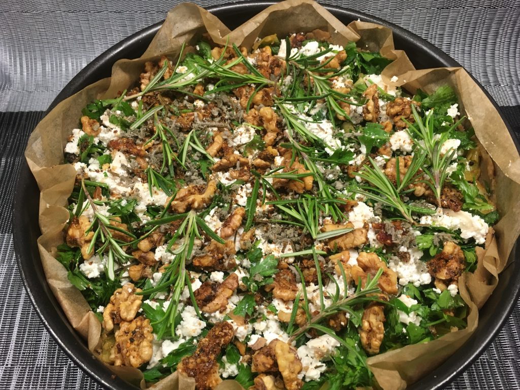 Zitronen Lauch Tarte mit Walnüssen und Ziegenkäse