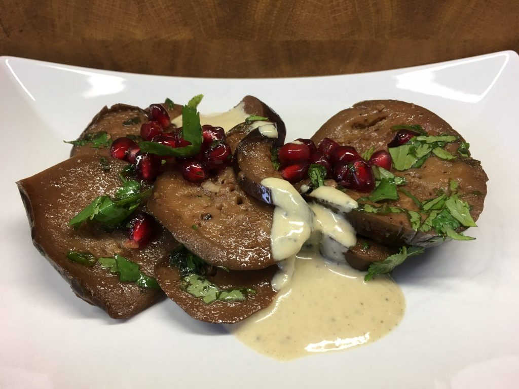 Auberginen mit Granatapfel Koriander Marinade