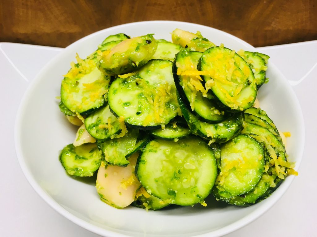 Zucchini mit Weißen Bohnen und Bärlauch Pesto