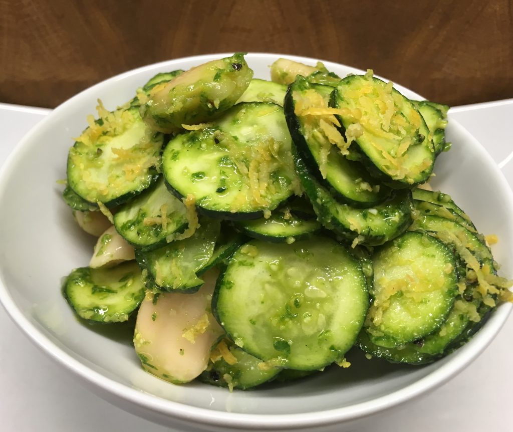 Zucchini mit Weißen Bohnen und Bärlauch Pesto