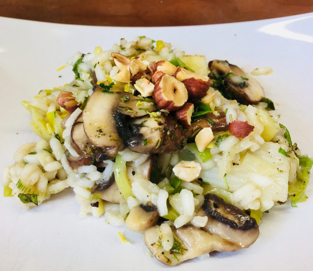 Risotto mit Lauch, Spargel und Champignons