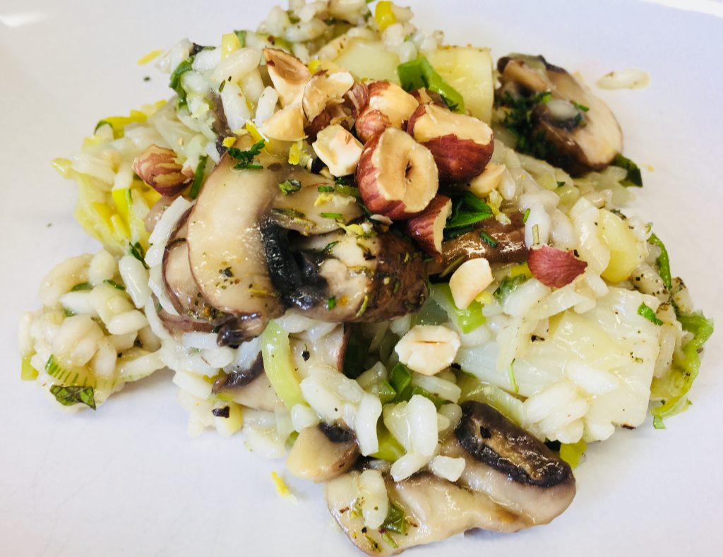 Risotto mit Lauch, Spargel und Champignons