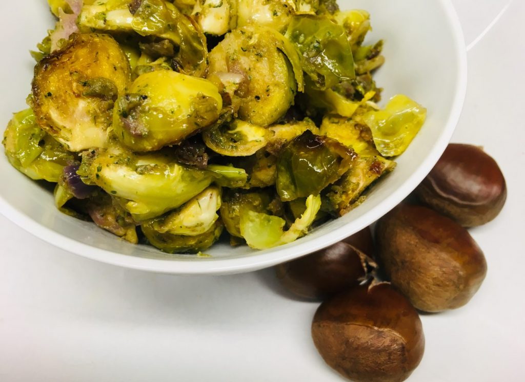 Rosenkohl mit Maronen Pesto